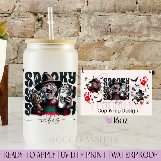 Freddy Spooky Vibes Coffee - 16oz UV DTF WRAP