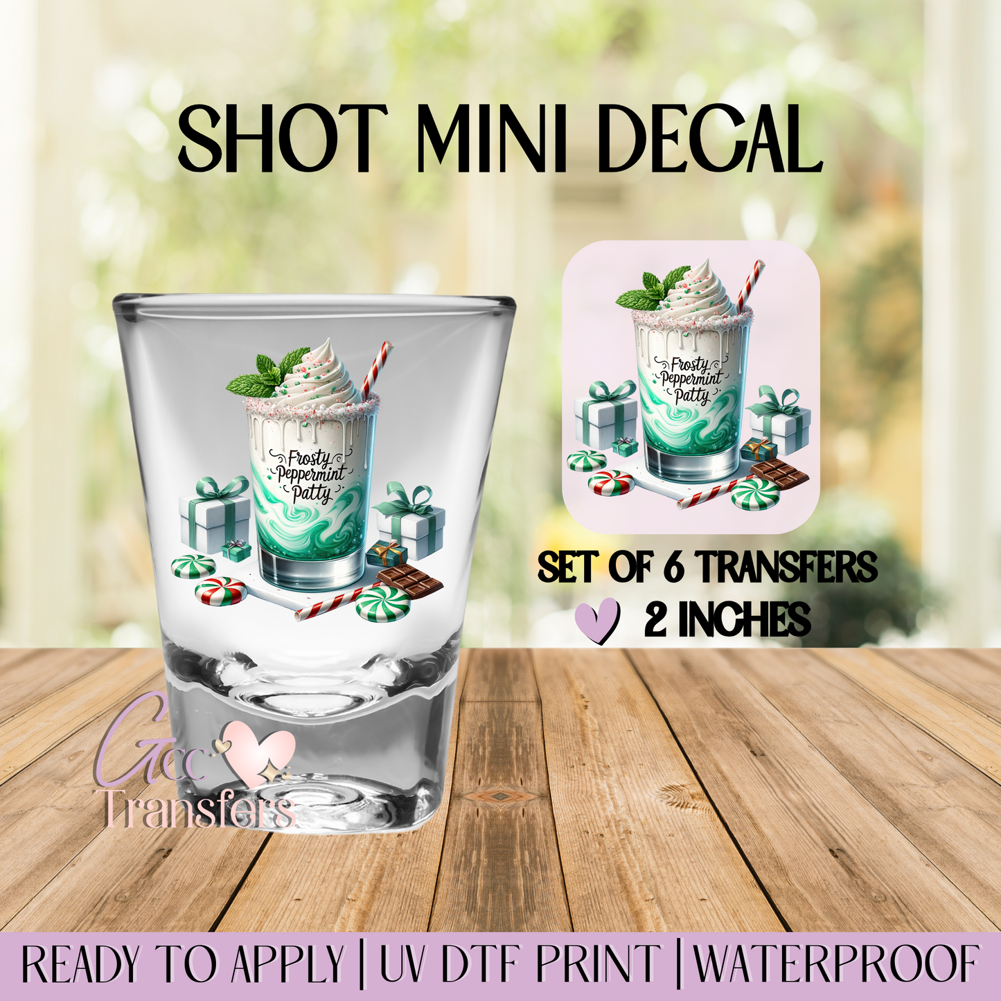 Frosty Peppermint Patty - Set of 6 (Shot UV Decals)