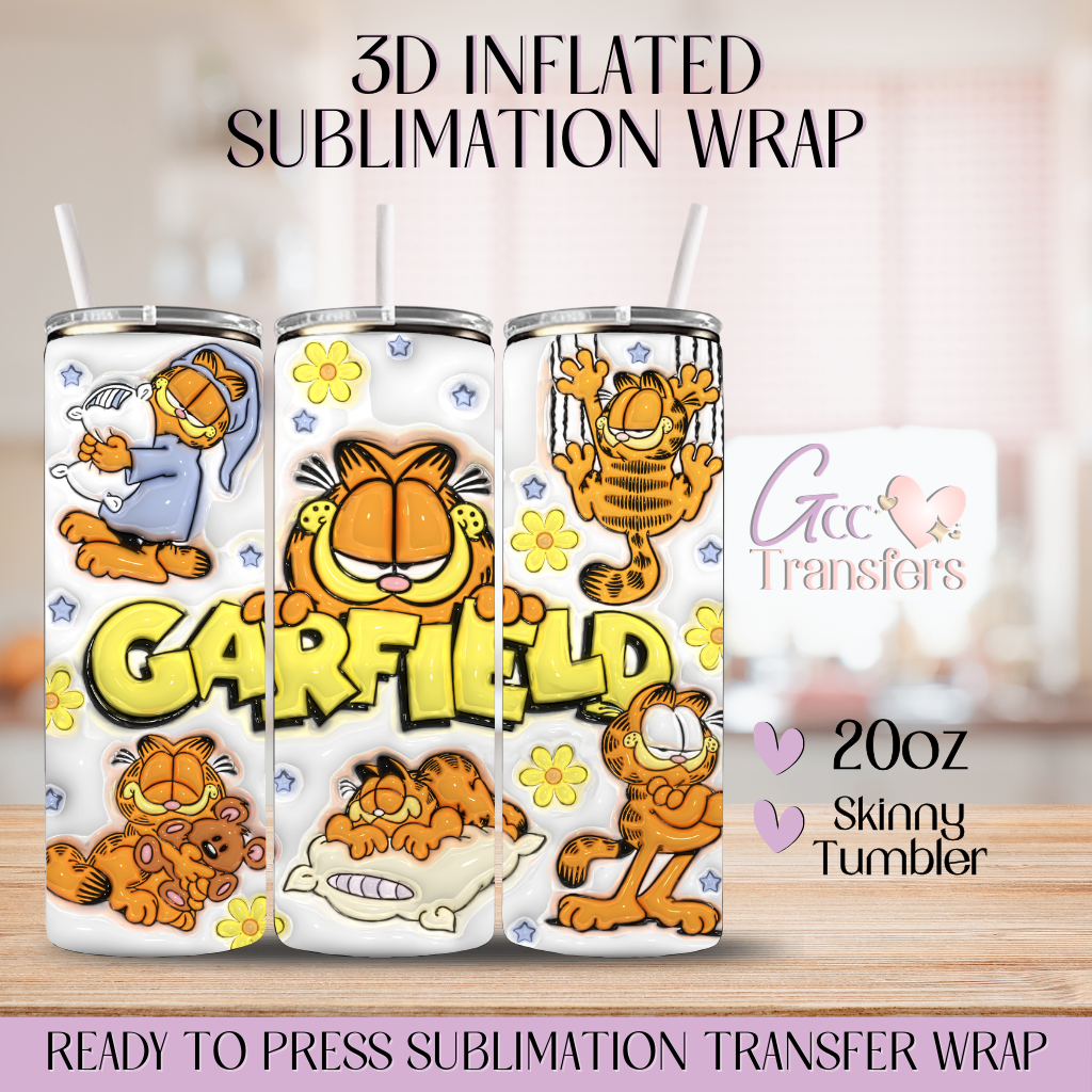 Orange Cat Cartoon 80's - 20oz 3D Inflated Sublimation Wrap