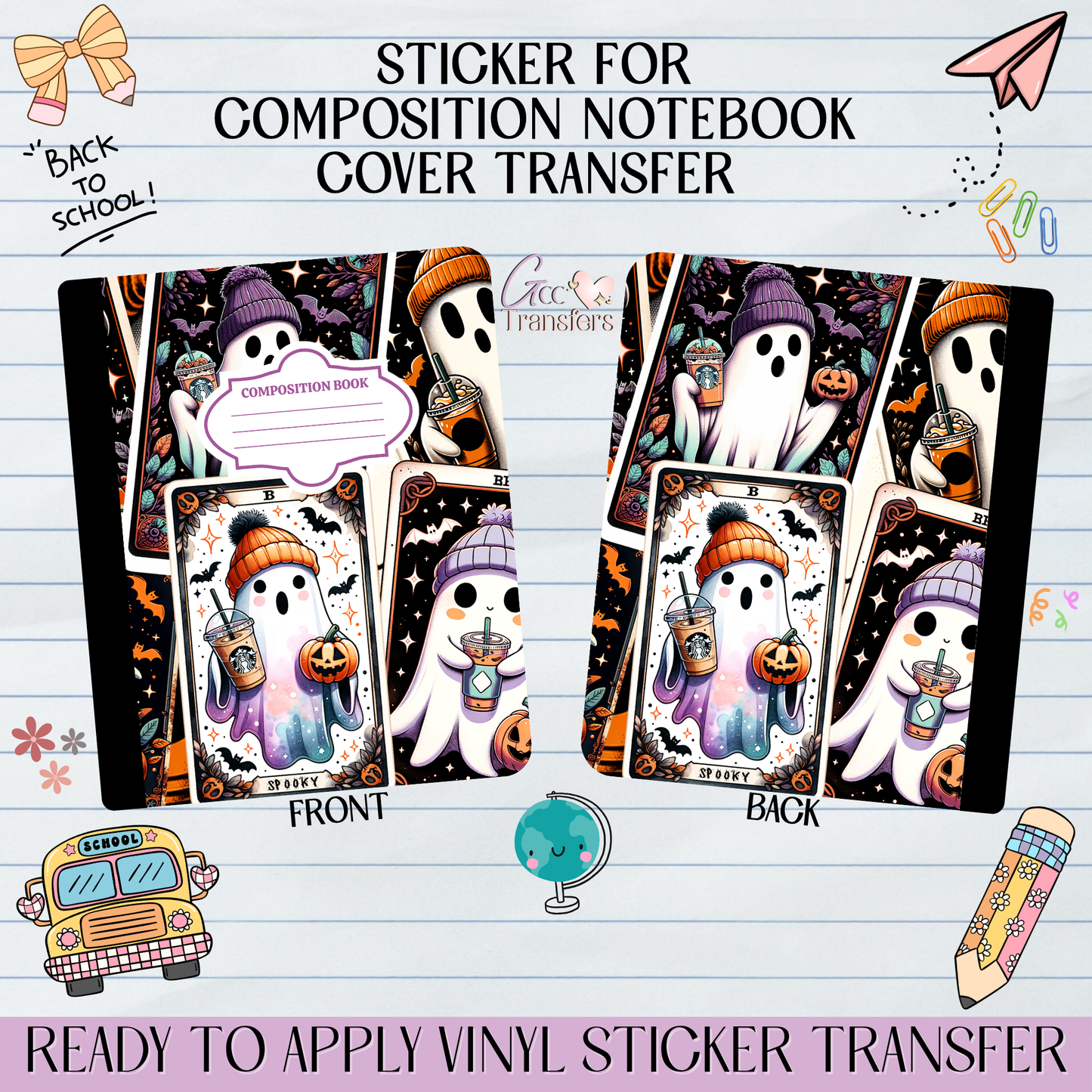 Cute Ghost Tarot Cards - Sticker for Notebook Cover
