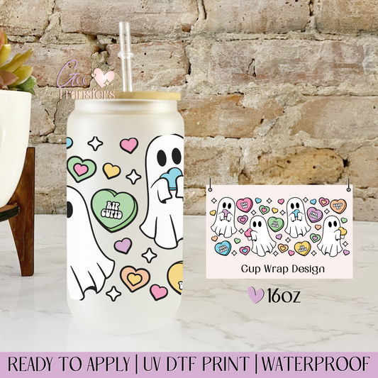 Ghost Boo Valentine- 16oz UV DTF WRAP