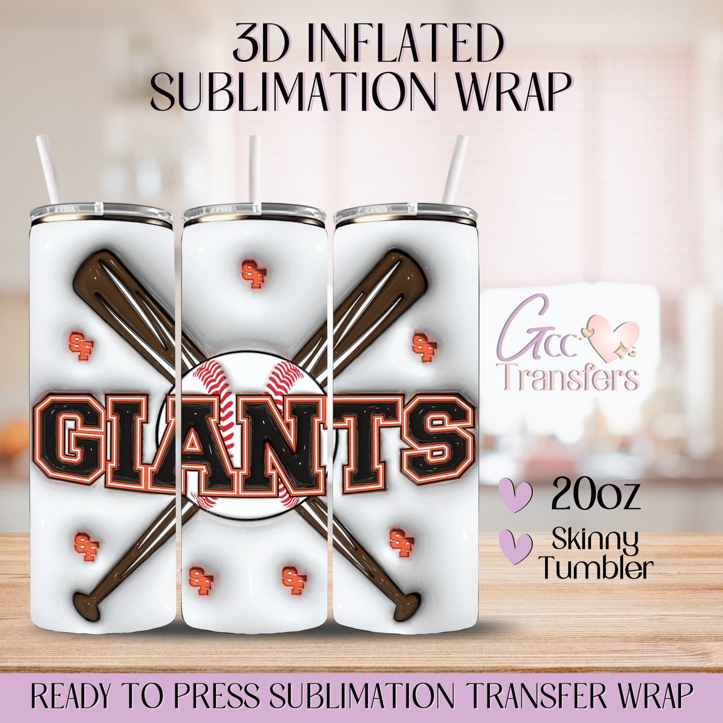 SF Giants Baseball - 20oz 3D Inflated Sublimation Wrap