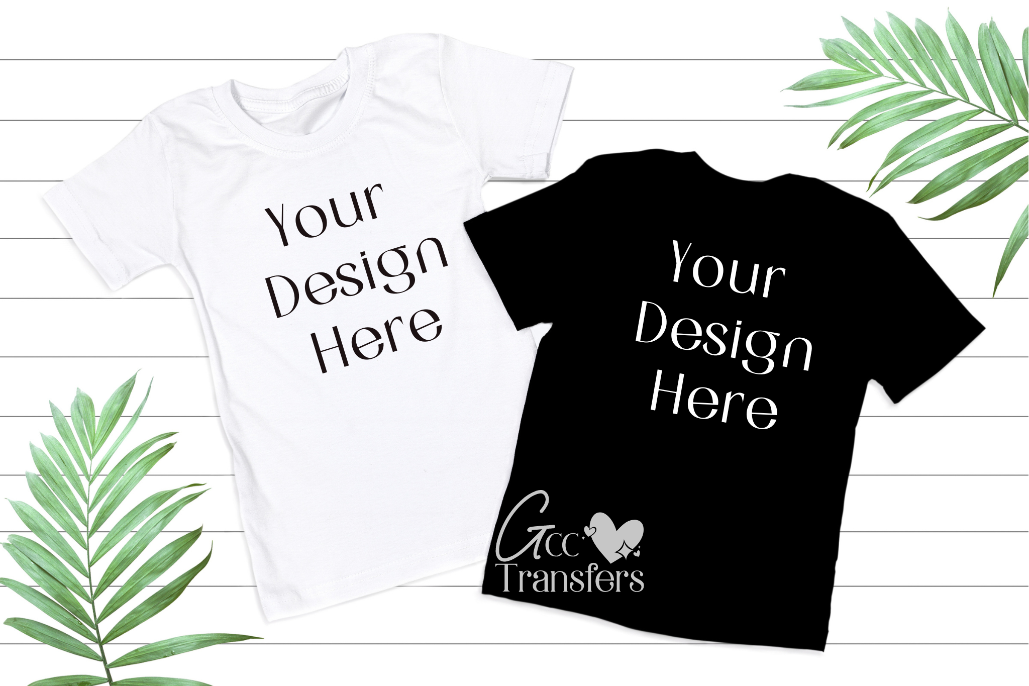 Gildan White & Black Tshirt Mockup GCC Transfers