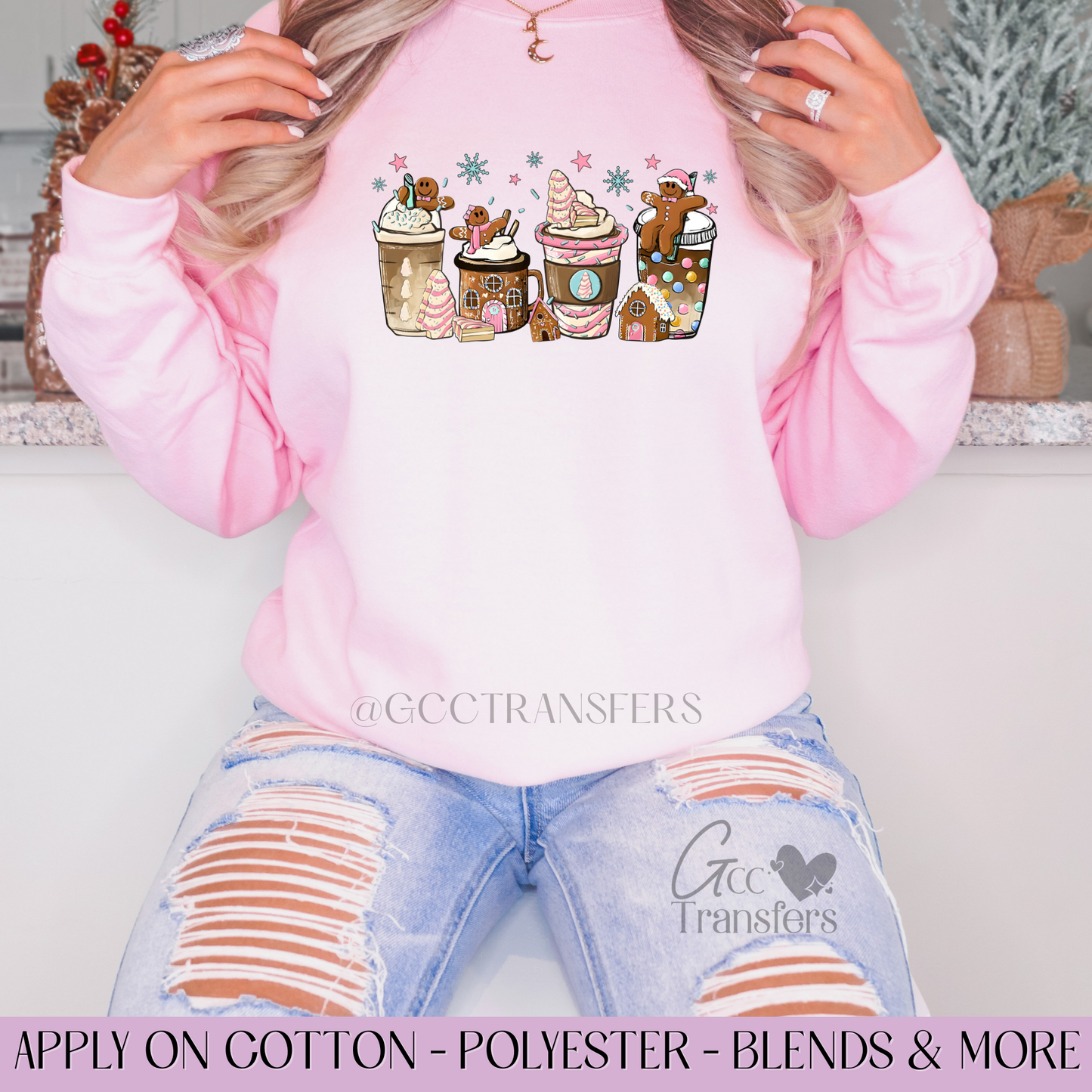 Gingerbread Christmas Coffee - Full Color DTF Transfer