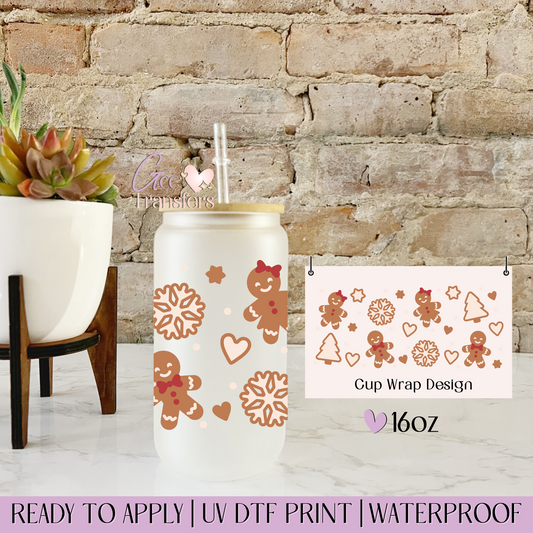 Gingerbread Christmas Cookies - 16oz UV DTF WRAP