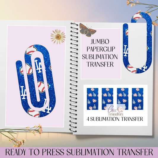 Glitter LA Baseball Team - Jumbo Paperclip Sublimation Transfer