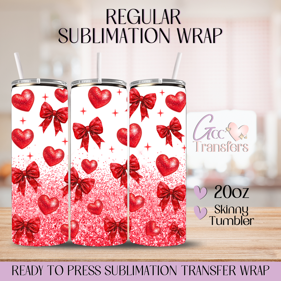 Glitter Valentine Coquette Hearts - 20oz Regular Sublimation Wrap