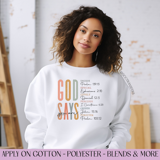 God Says you are - Full Color DTF Transfer
