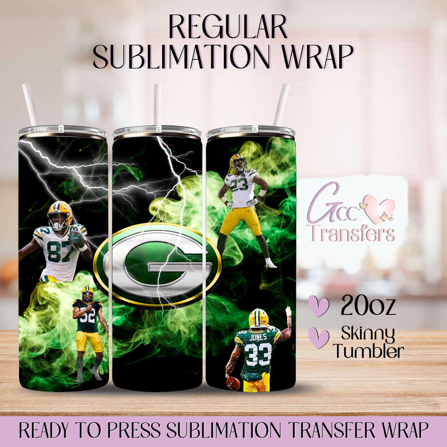 Green Bay Football - 20oz Regular Sublimation Wrap