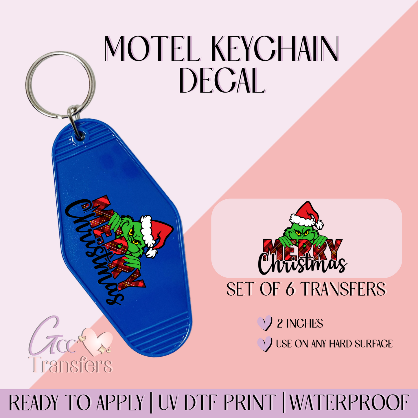 Grinch Merry Christmas - Set of 6 (Motel Keychain UV DTF)