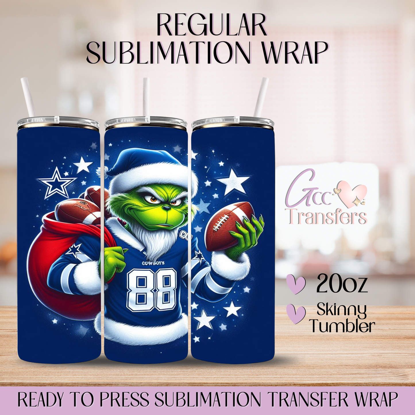 Grinch Cowboys Football - 20oz Regular Sublimation Wrap