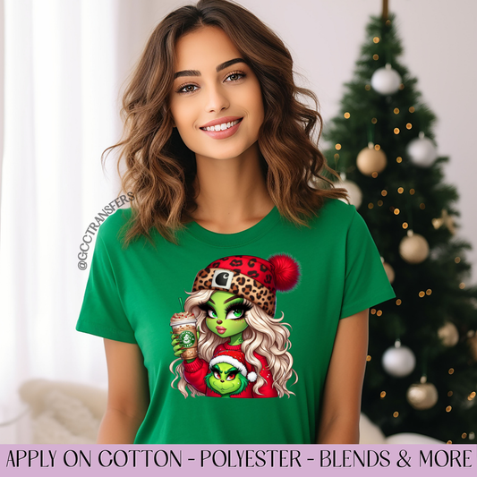 Blonde Girl Christmas Boujee Coffee - Full Color DTF Transfer