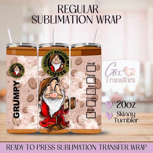 Grumpy Before My Coffee Xmas - 20oz Regular Sublimation Wrap