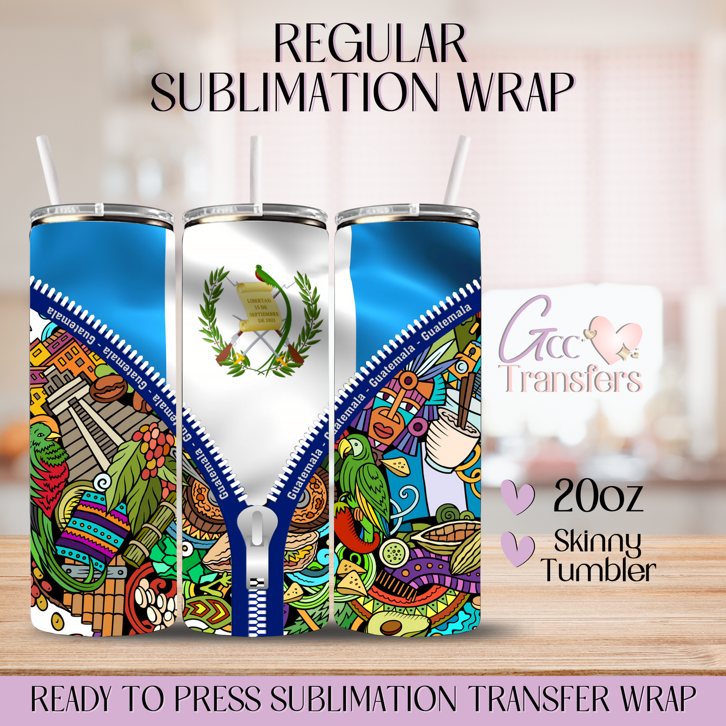 Guatemala Pride Flag Folklore - 20oz Regular Sublimation Wrap