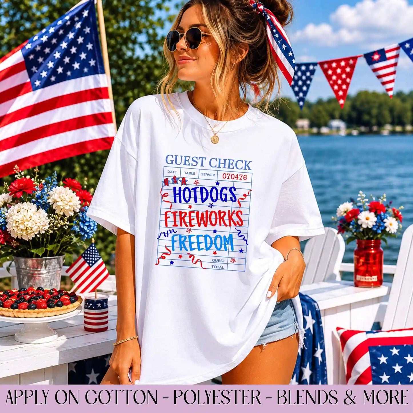 Hotdogs, Fireworks, Freedom Guest Check - Full Color DTF Transfer