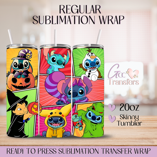 Halloween Collage Friends Alien Character - 20oz Regular Sublimation Wrap