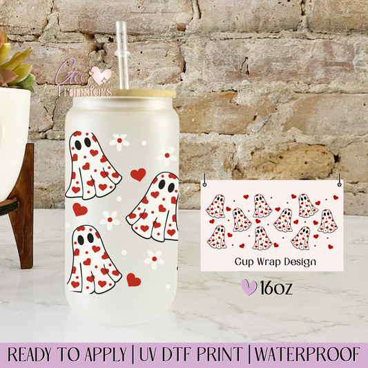 Hearts Ghost Spooky Valentine - 16oz UV DTF WRAP