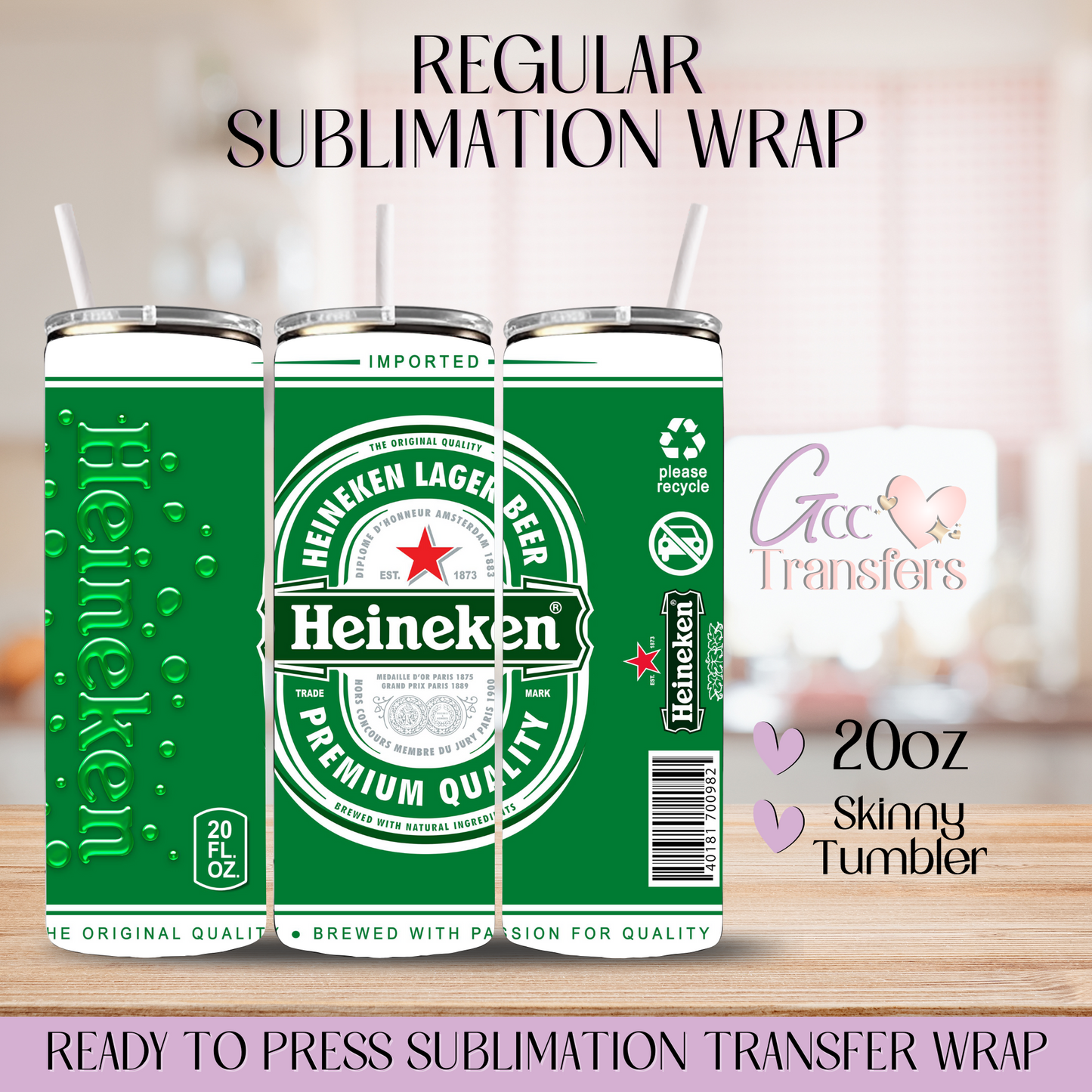 Green Label Larger Beer Premiun - 20oz Regular Sublimation Wrap