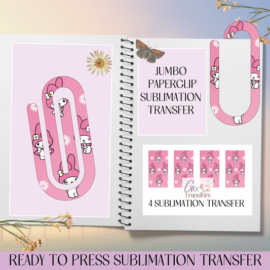 Pink Cat Friend - Jumbo Paperclip Sublimation Transfer