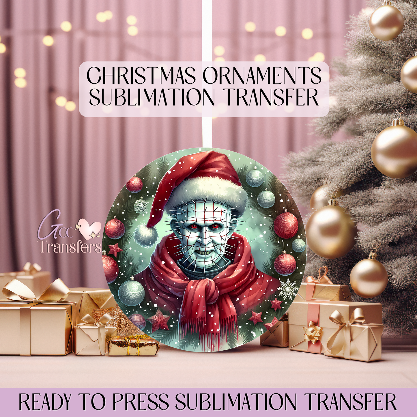 Hellraiser Scarft Horror Christmas - 3" Ornament Sublimation Transfer