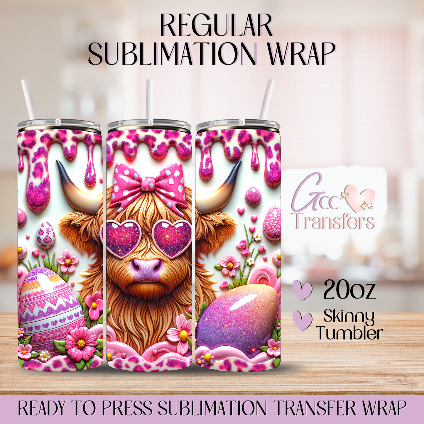 Highland Cow Easter - 20oz Regular Sublimation Wrap