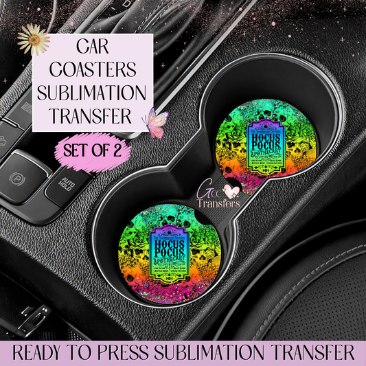 Colored Hocus Pocus - Car Coaster Set of 2 Sublimation Transfers