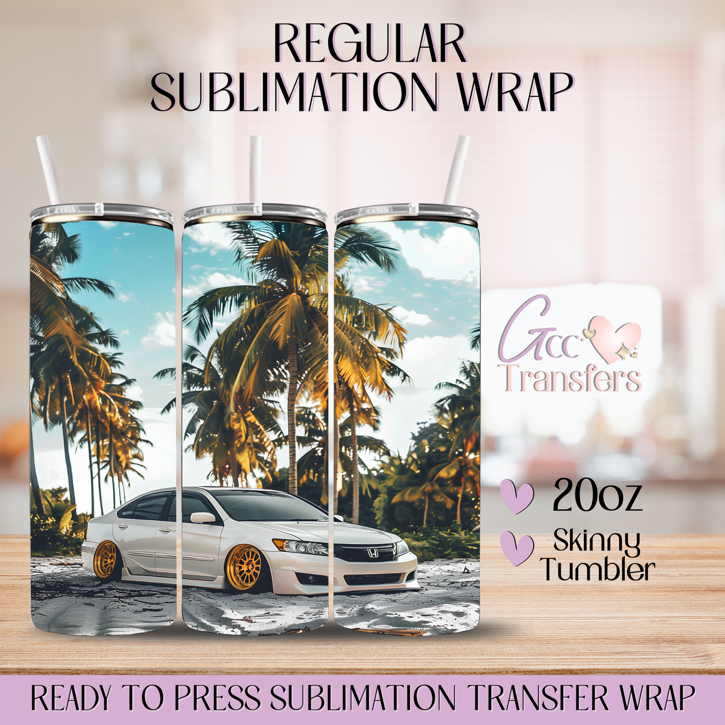 Honda Accord Car Beach - 20oz Regular Sublimation Wrap