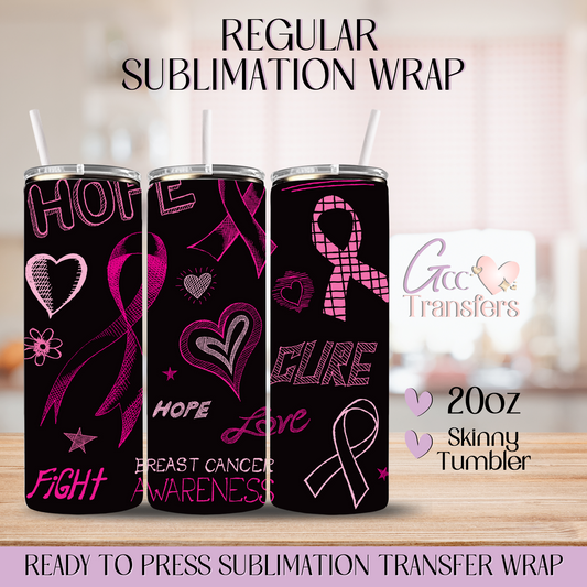 Hope Cure Breast Cancer Awareness - 20oz Regular Sublimation Wrap
