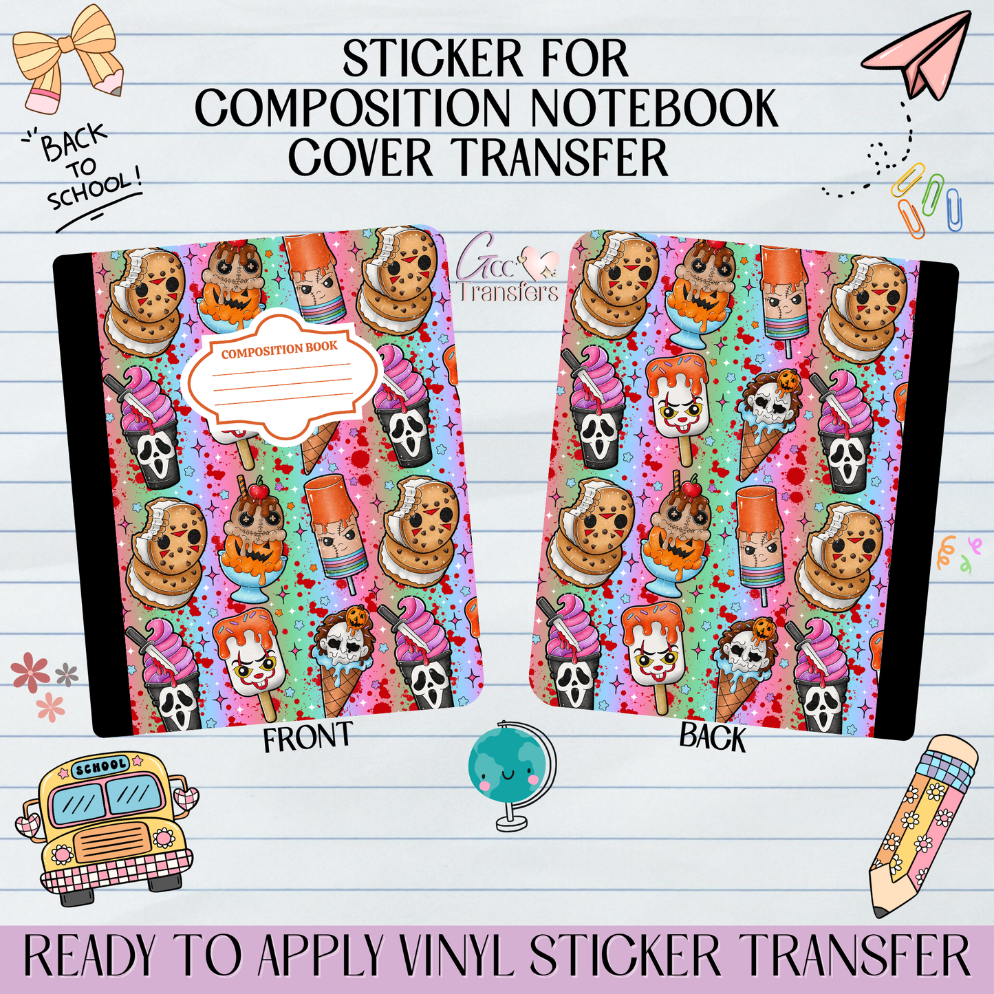 Horror Ice Cream - Sticker for Notebook Cover