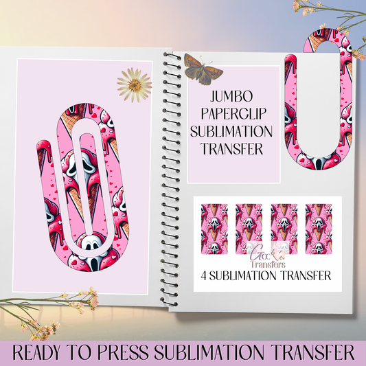 Horror Pink Ice Cream Cone - Jumbo Paperclip Sublimation Transfer