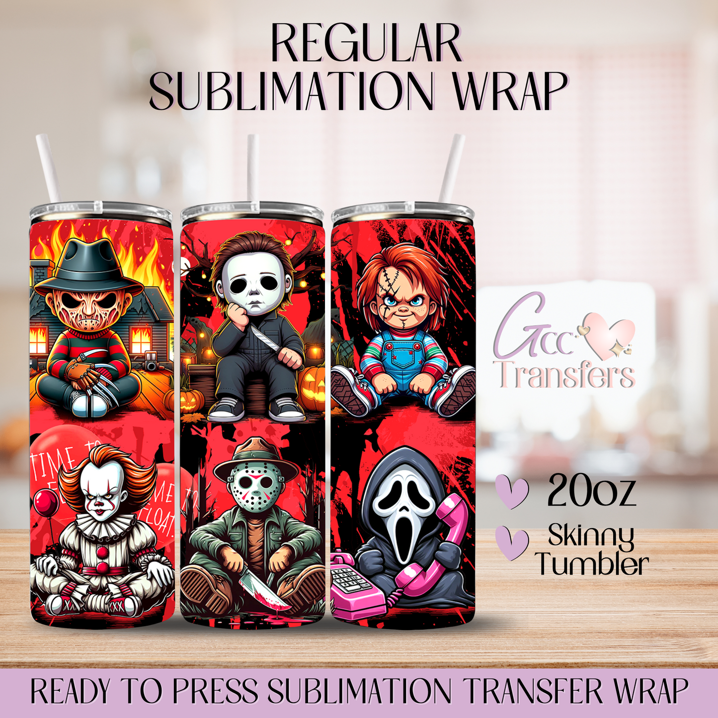 Bad Boys Horror Characters - 20oz Regular Sublimation Wrap