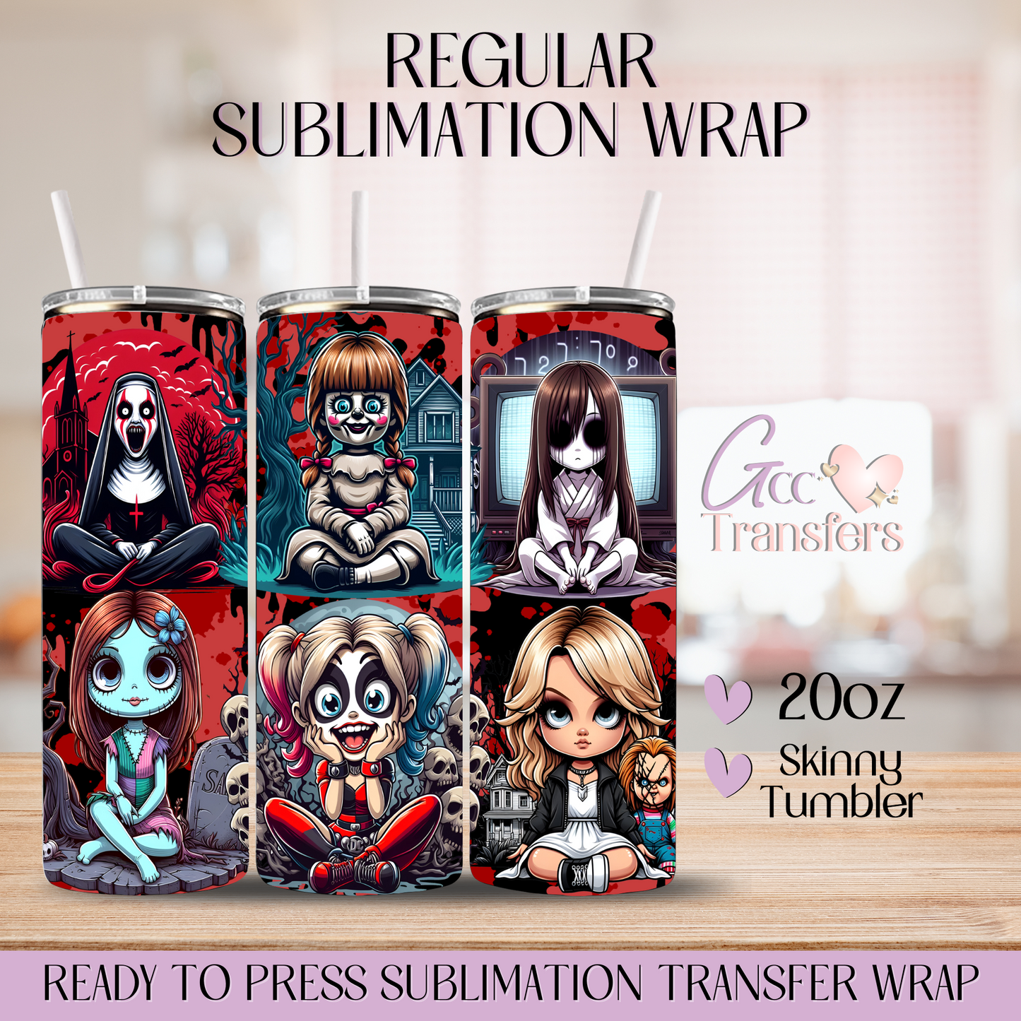 Horror Movie Bad Girls - 20oz Regular Sublimation Wrap