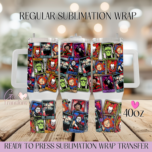 Tarot Cards Horror Movie Characters - 40oz Regular Sublimation Wrap