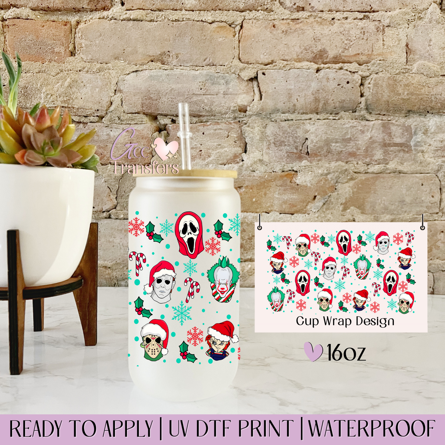 Horror Christmas Characters - 16oz UV DTF WRAP