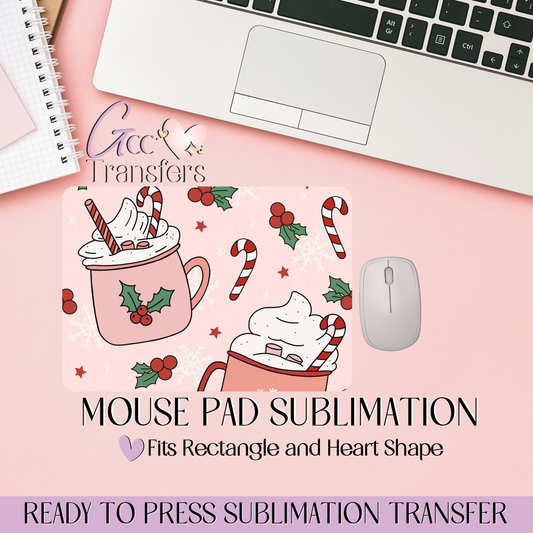 Hot Cocoa Candy Cane - Mouse Pad Sublimation Transfer