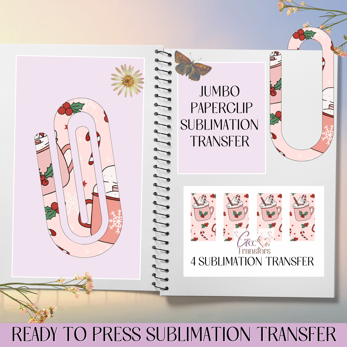 Hot Cocoa Christmas - Jumbo Paperclip Sublimation Transfer