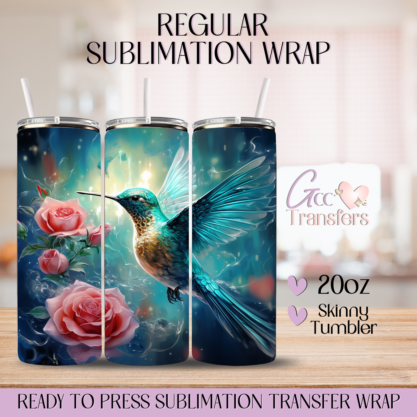 Humming Bird Roses - 20oz Regular Sublimation Wrap