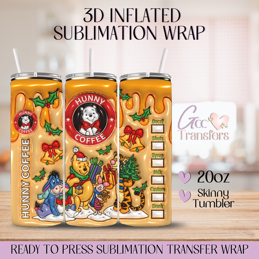 Christmas Hunny Coffee - 20oz 3D Inflated Sublimation Wrap