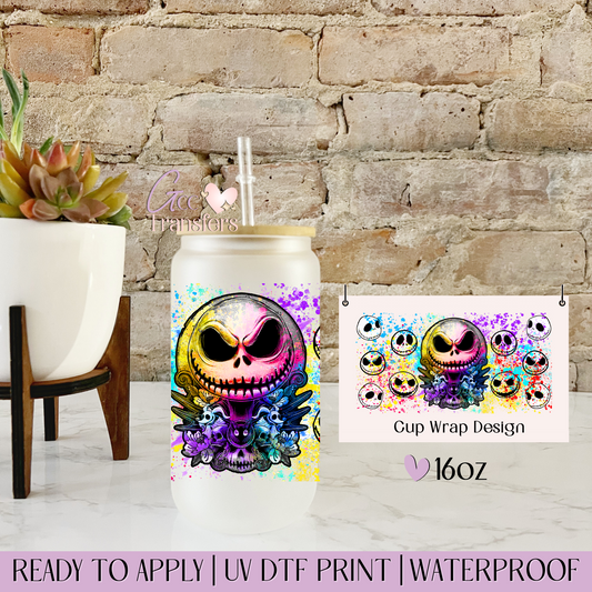 Spooky Faces Colorful Halloween - 16oz UV DTF WRAP