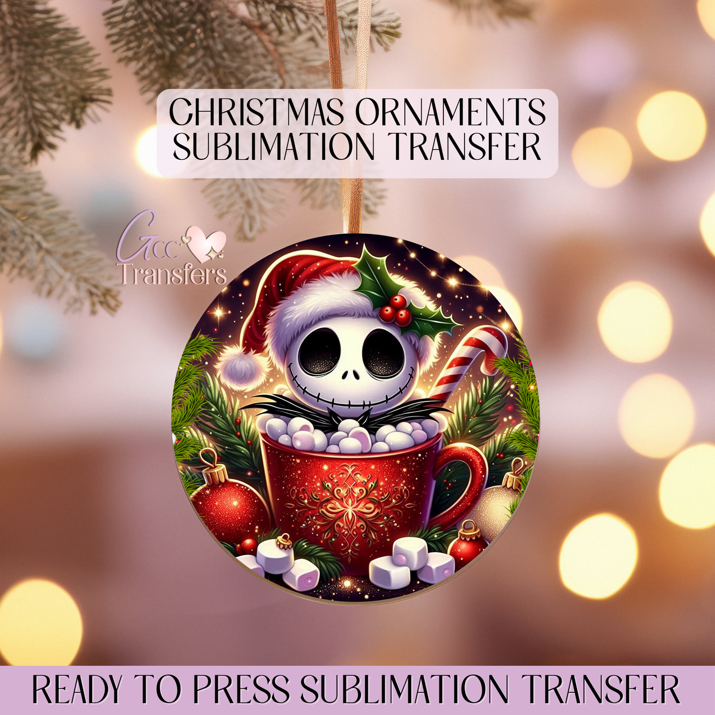 Jack Hot Chocolate - 3" Ornament Sublimation Transfer