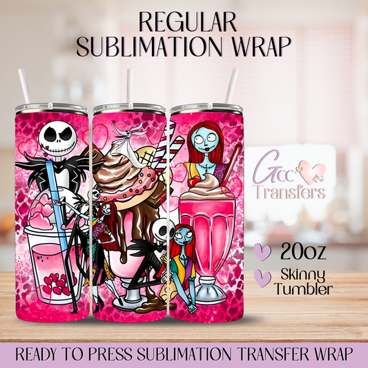 Spooky Soulmates Iced Coffee Pink - 20oz Regular Sublimation Wrap