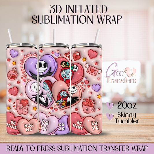 Whimsy & Bones Valentine Love Story - 20oz 3D Inflated Sublimation Wrap