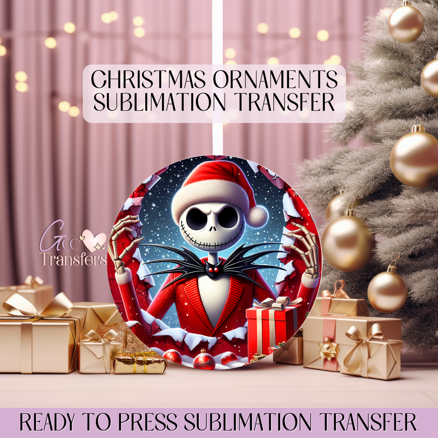 Jack Xmas Gifts - 3" Ornament Sublimation Transfer