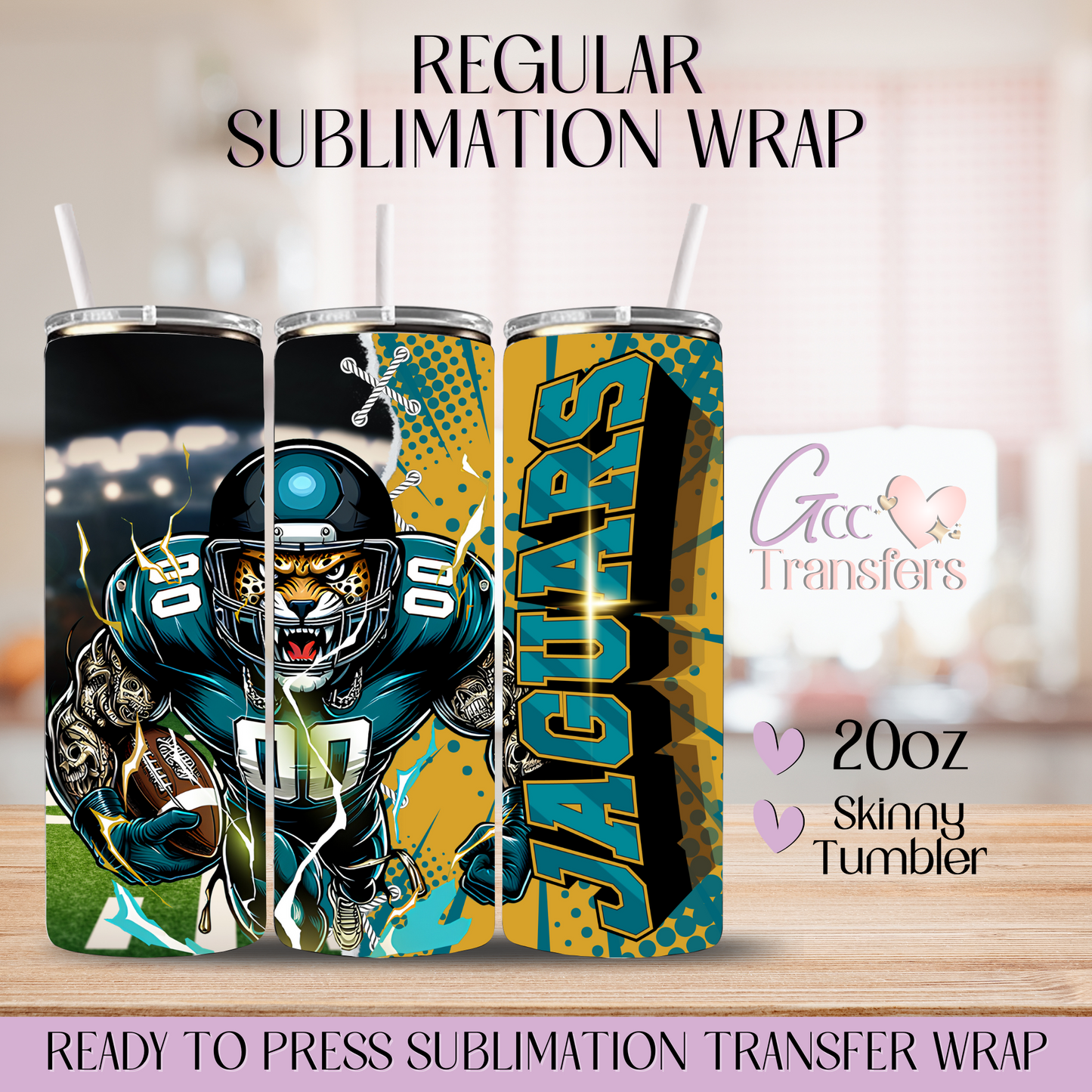 Jaguars Football Team - 20oz Regular Sublimation Wrap