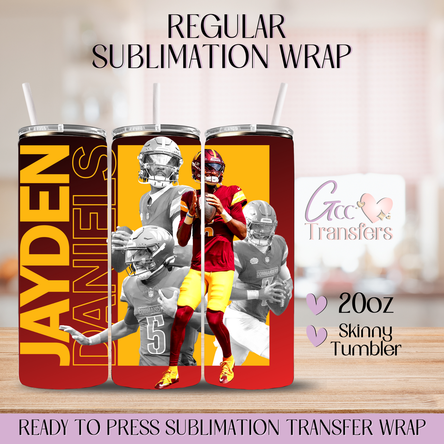 Jayden Daniels Quarterback Commander - 20oz Regular Sublimation Wrap