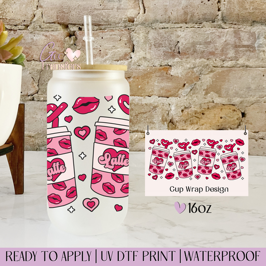 Kisses Latte Coffee - 16oz UV DTF WRAP
