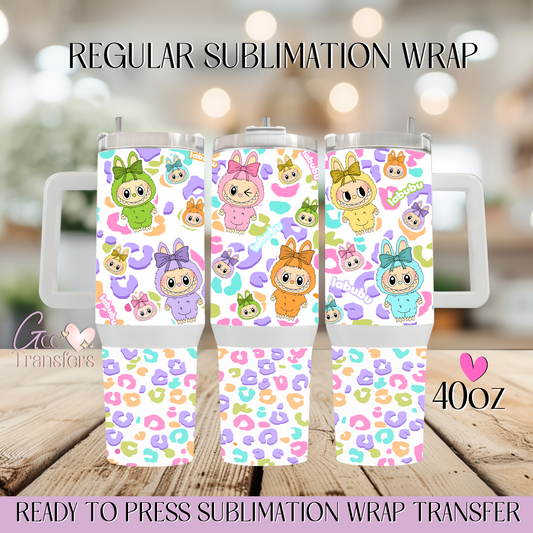 Colored Leopard Patterns Trending Cartoon - 40oz Regular Sublimation Wrap