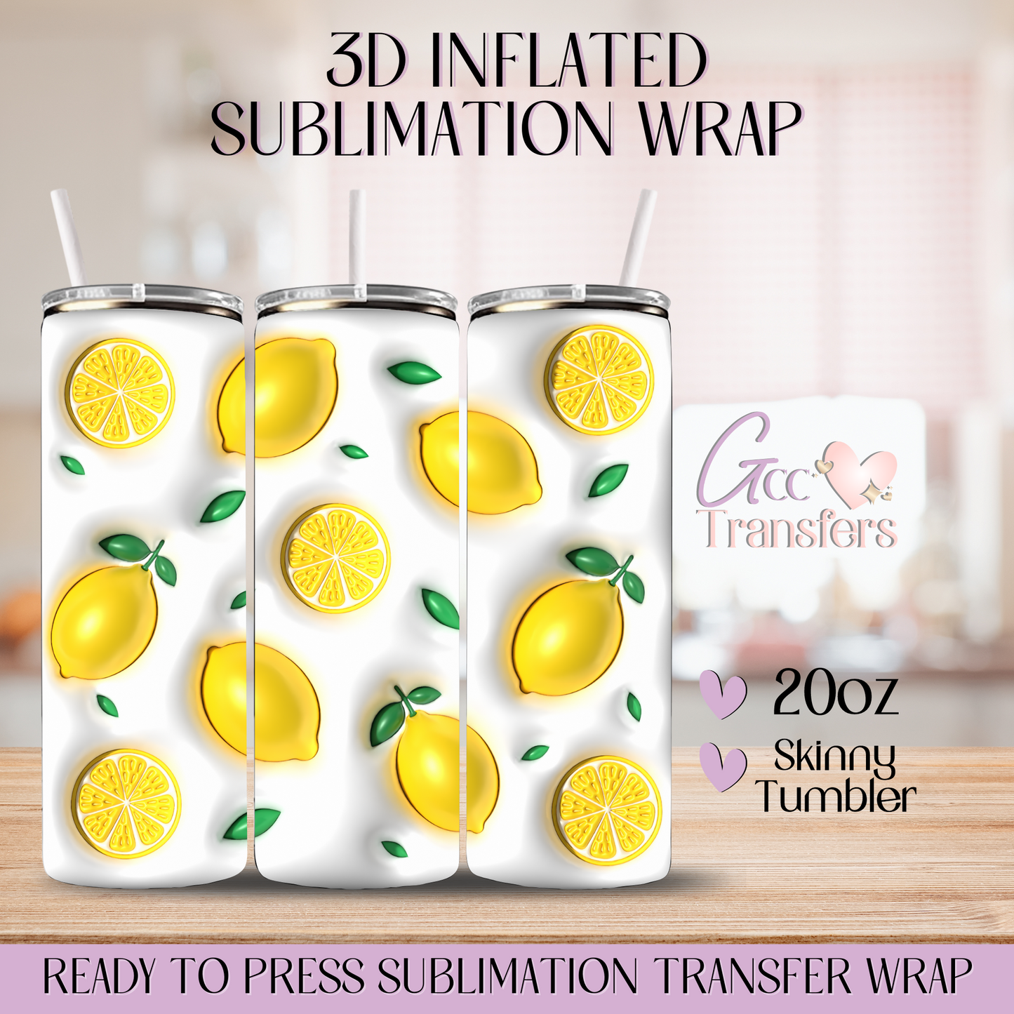 Lemon Fruit - 20oz 3D Inflated Sublimation Wrap