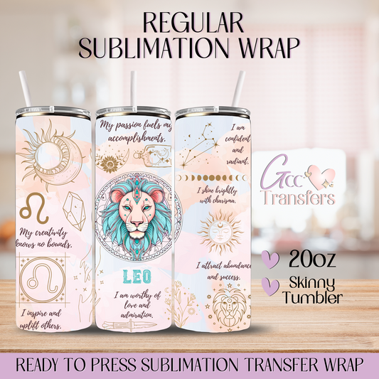 Leo Zodiac Sign Affirmations - 20oz Regular Sublimation Wrap