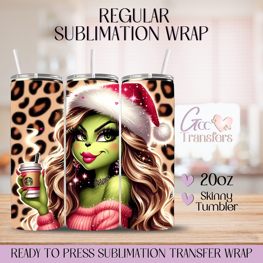Leopard Christmas Boujee Girl Coffee - 20oz Regular Sublimation Wrap